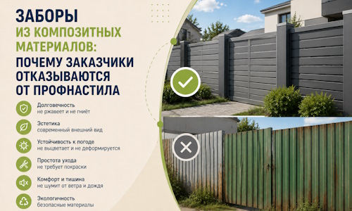 Заборы из композитных материалов: почему заказчики отказываются от профнастила
