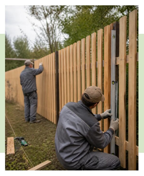 Монтаж забора из штакетника для дачи под ключ в Москве